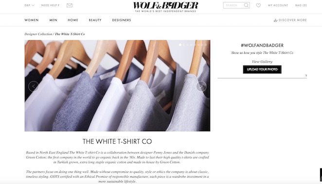 white t-shirt co launch with wolf & badger