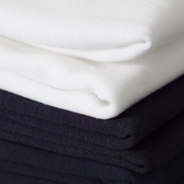 Men's organic white & navy long sleeved relaxed fit crew neck t-shirt