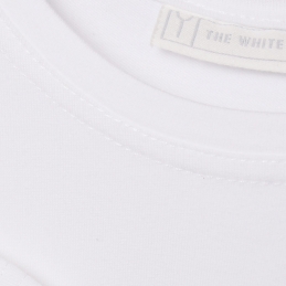 Men's organic white long sleeve crew neck t-shirt | stitching detail
