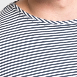 navy stripe organic cotton t-shirt neck detail