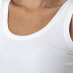 Women's white organic cotton fitted vest | stitching close up